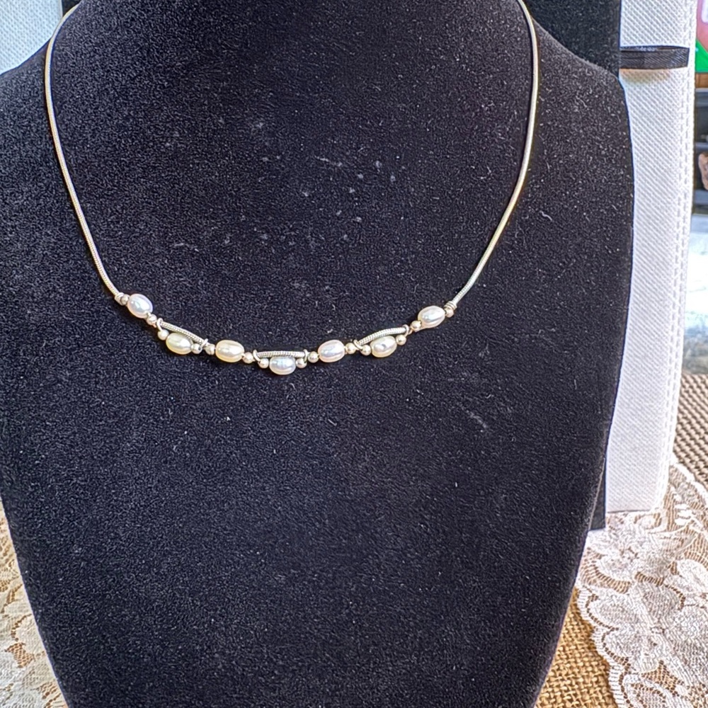 Elegant Sterling Silver Pearl Necklace